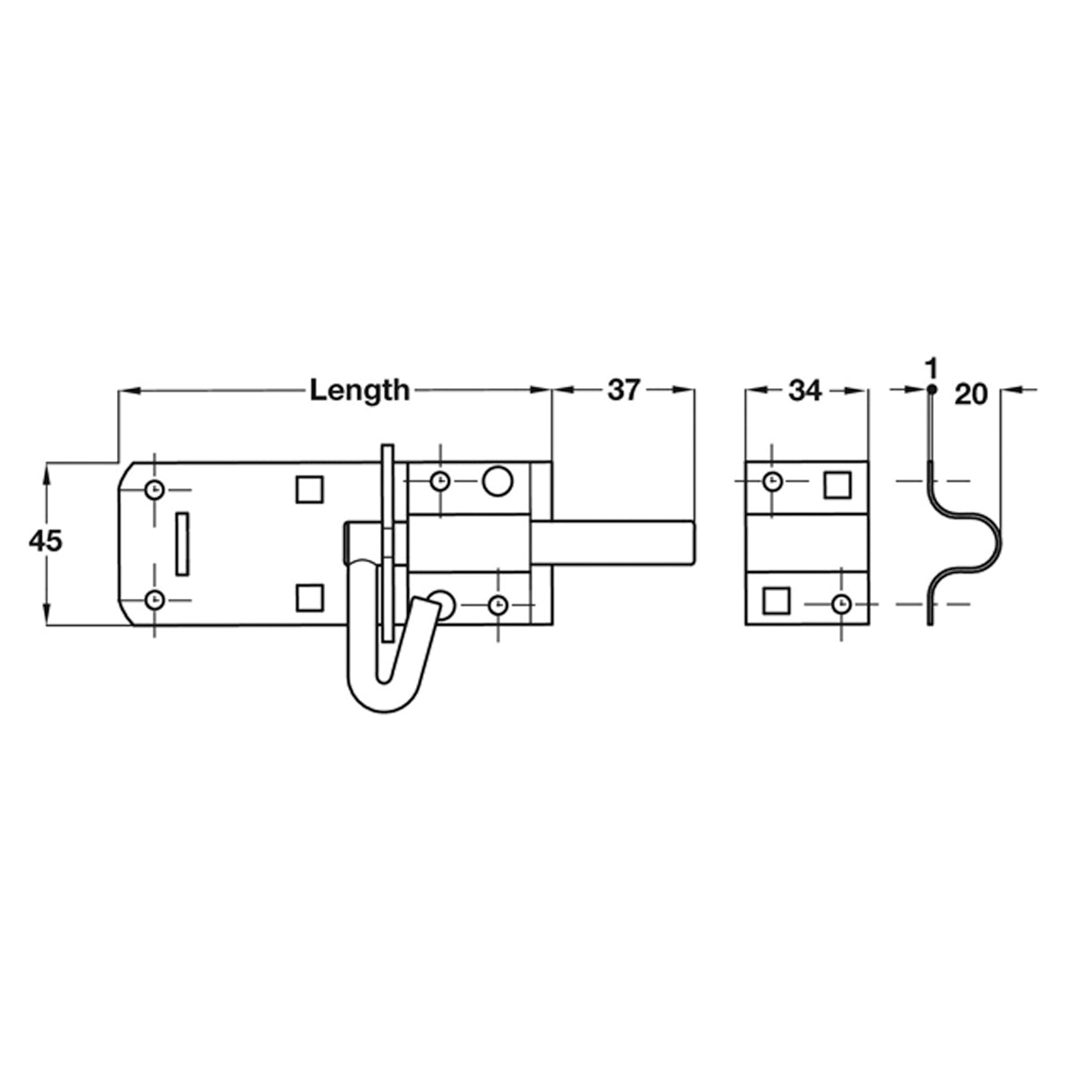 PADLOCK BOLT BRENTON 122x45x20 BLK