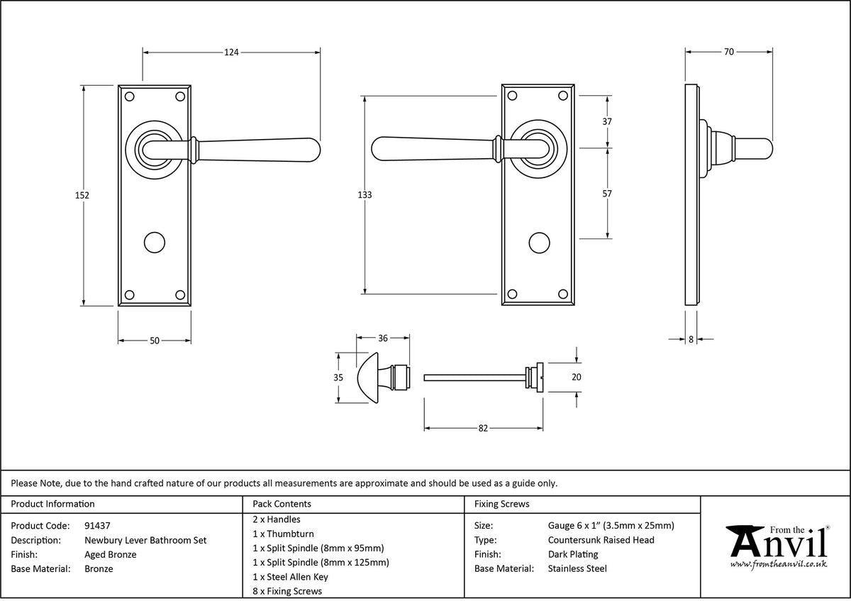 NEWBURY LEVER HANDLE BATH 124x152x70 AGBZ - 91437 by MARCHES (ANVIL) ARCHITECTURAL HARDWARE
