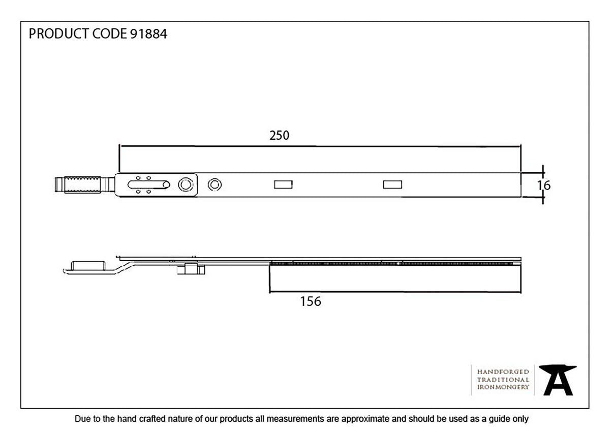 ESPAGNOLETTE DOOR LOCK EXTENSION 250 BZP - 91884 by MARCHES (ANVIL) ARCHITECTURAL HARDWARE