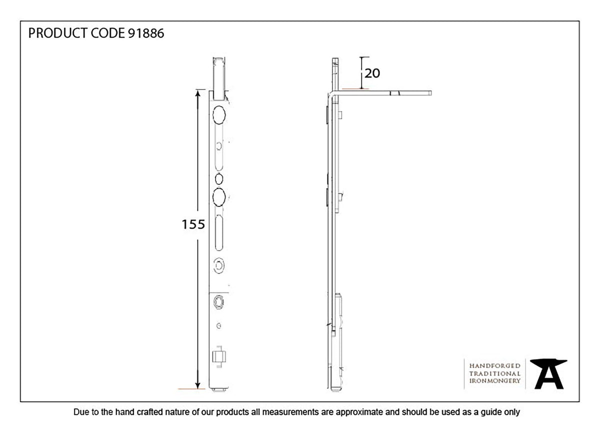 ESPAGNOLETTE DOOR LOCK SHOOT BOLT 155 BZP - 91886 by MARCHES (ANVIL) ARCHITECTURAL HARDWARE