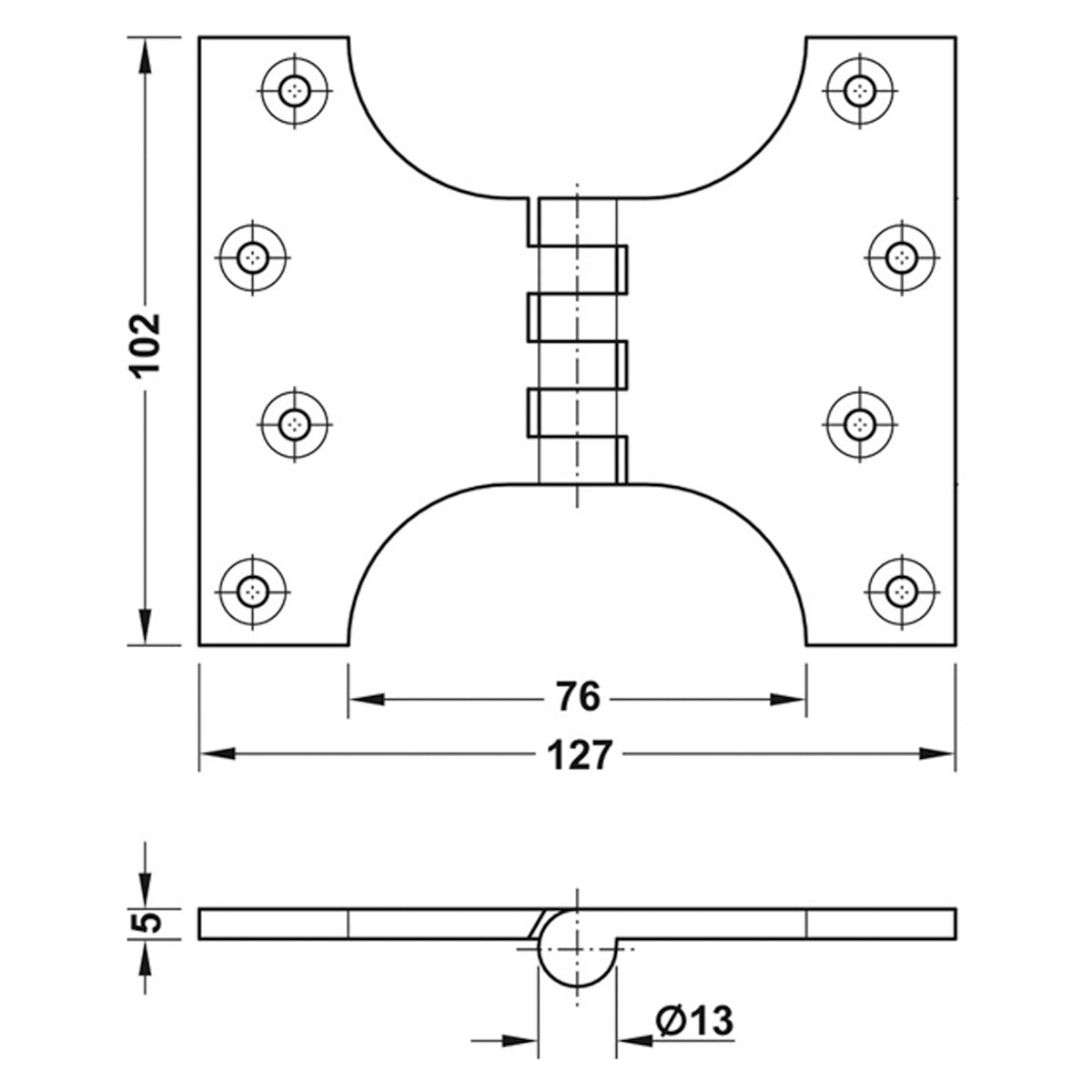 PARLIAMENT HINGE 127x102 BRS/POL
