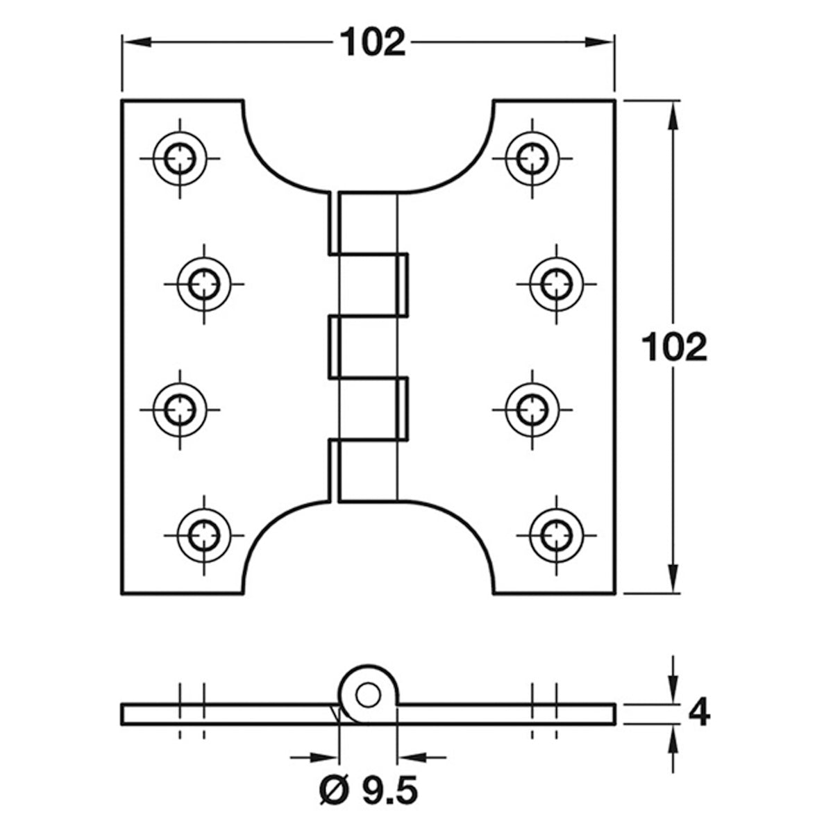 PARLIAMENT HINGE 102x102 BRS/PCP