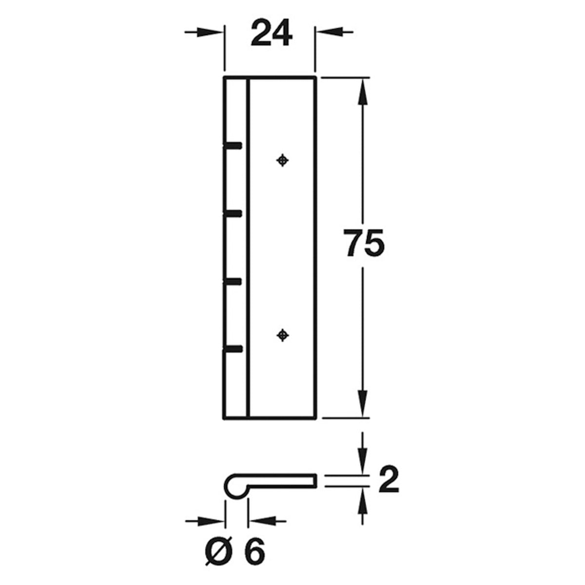 DUMMY HINGE 75x24x2 BRS/PBR