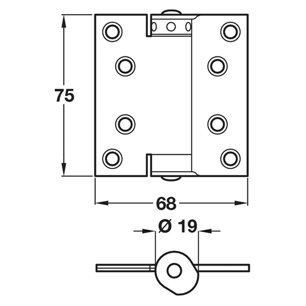 SPRING HINGE SA 68x75 10KG ST/SLV