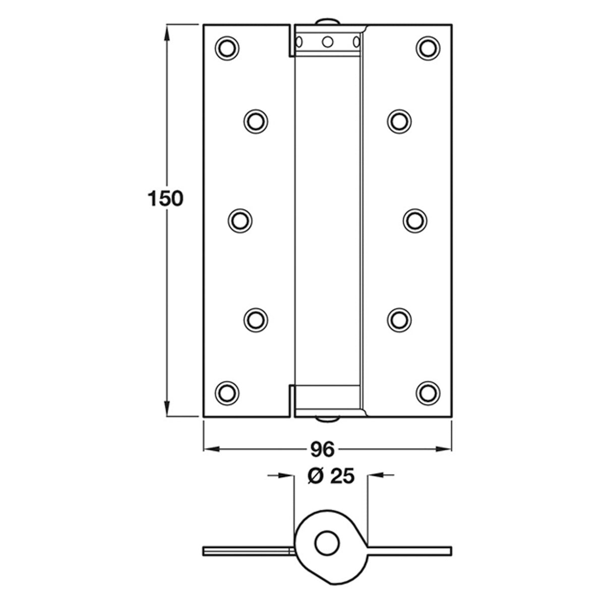 SPRING HINGE SA 96x150 35KG ST/SLV