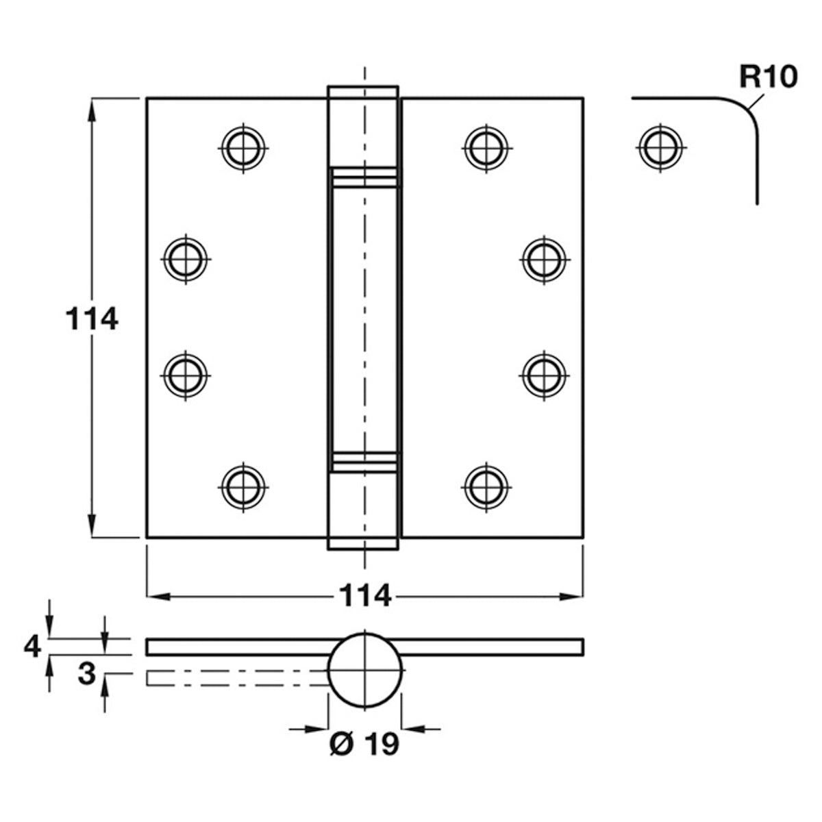 PHOENIX LM BUTT HNG 114x114 RAD PSS