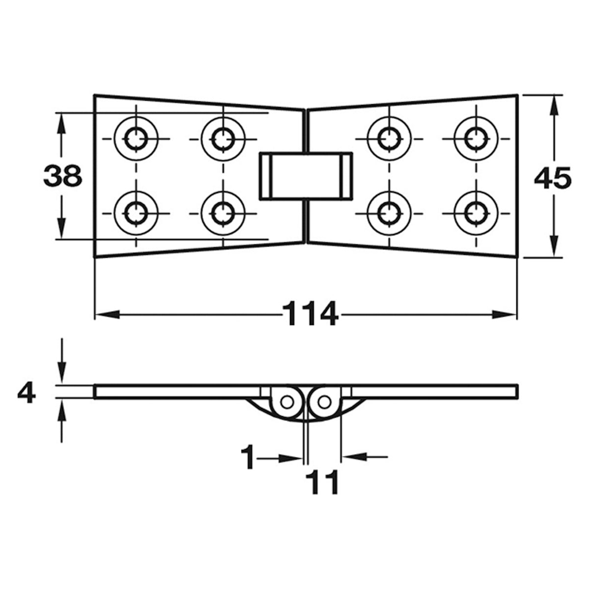 COUNTERFLAP HINGE 114x45 BRS/ABZ