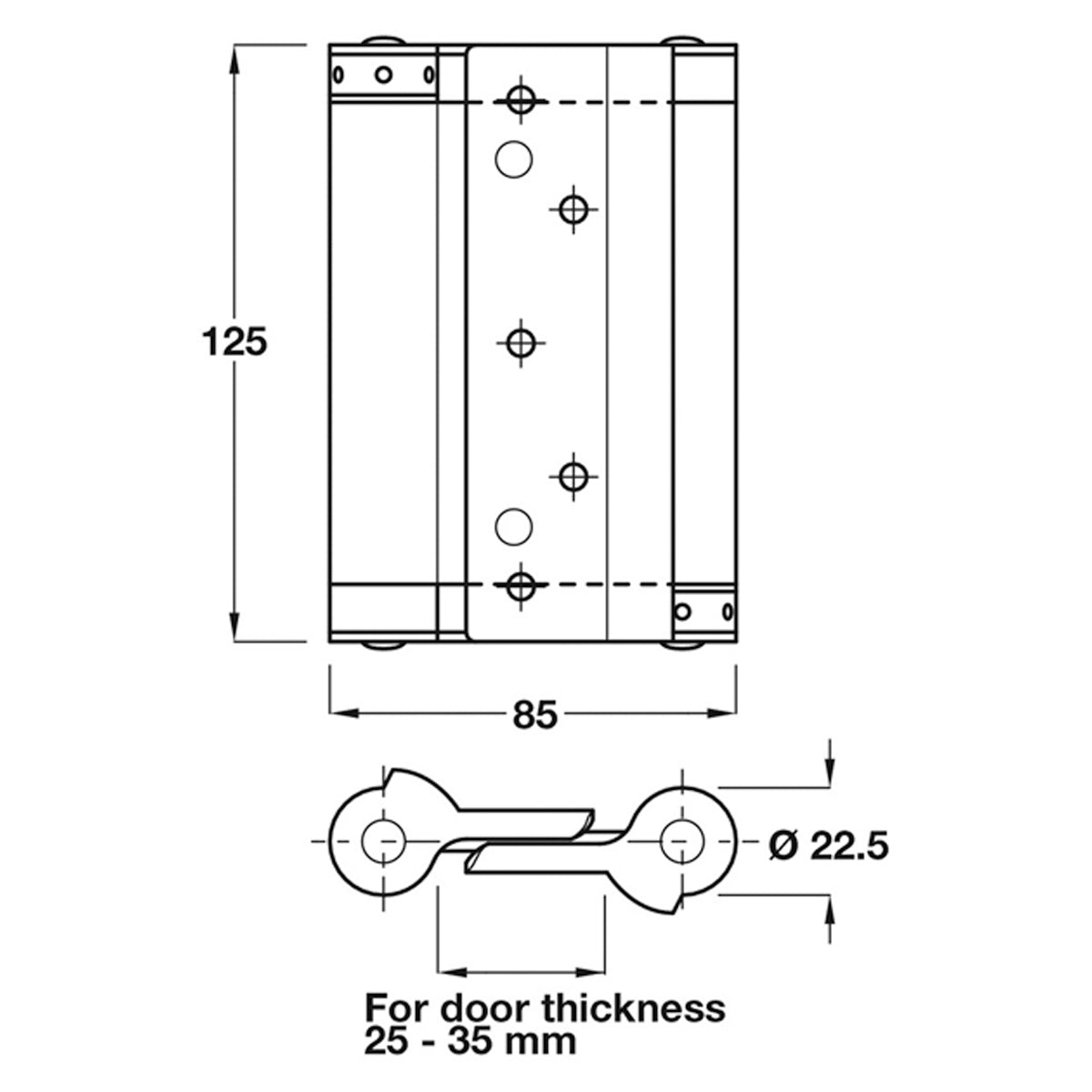 SPRING HINGE DA 85x125 25KG ST/SIL