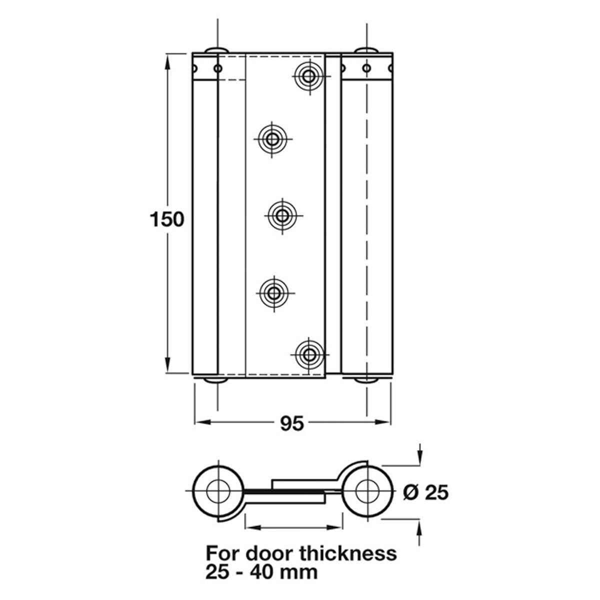 SPRING HINGE DA 95x150 35KG ST/SIL