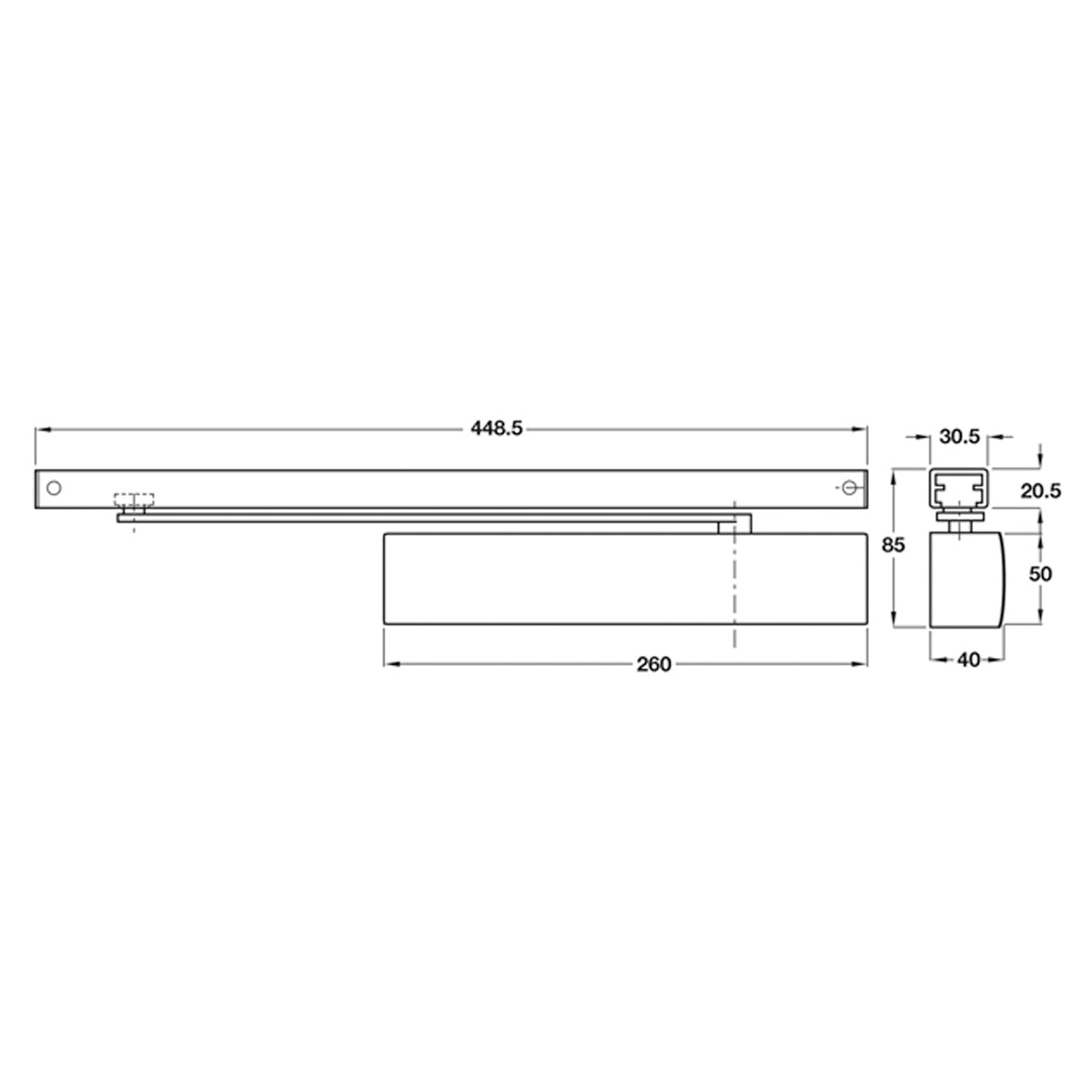 DOOR CLOSER O/H TS3000B SILVER