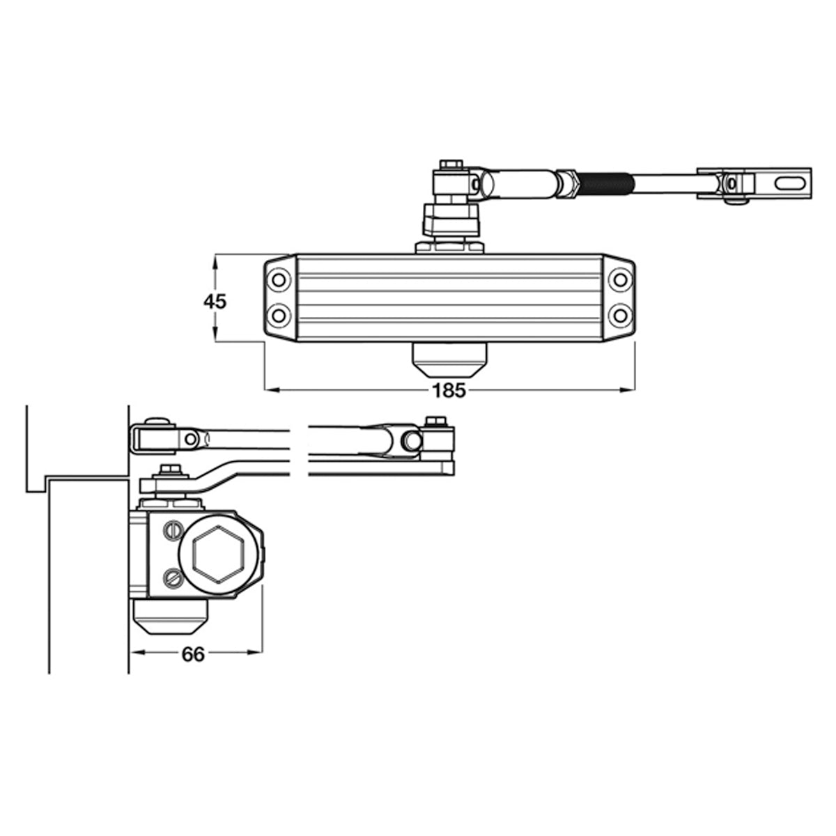 OVERHEAD DOOR CLOSER P3 45KG SLV
