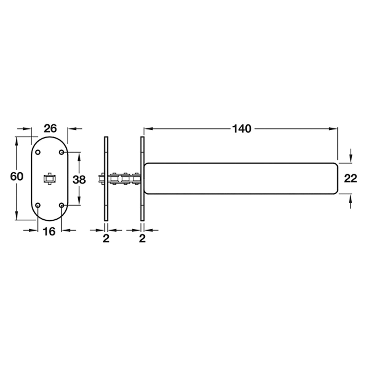 CONCEALED JAMB DOORCLOSER RAD ST/EB