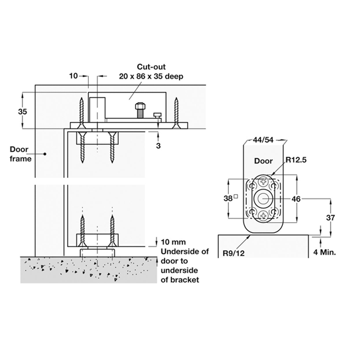 DISABLED DBL ACTION PIVOT SET FLOOR