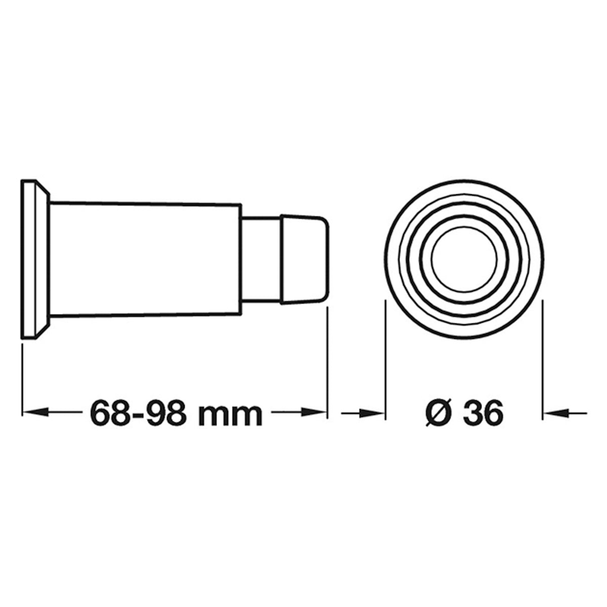 DOOR STOP WALL MOUNT D36x69-98 PCPB