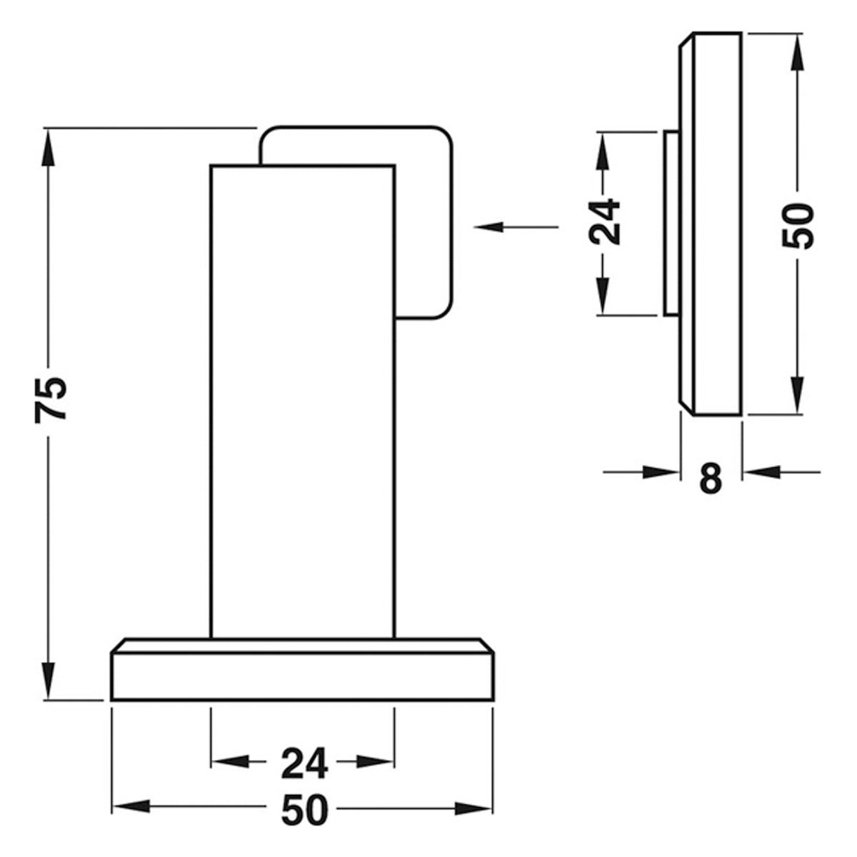 DOOR HOLDER MAGNETIC 4KG 75 ZA/STST