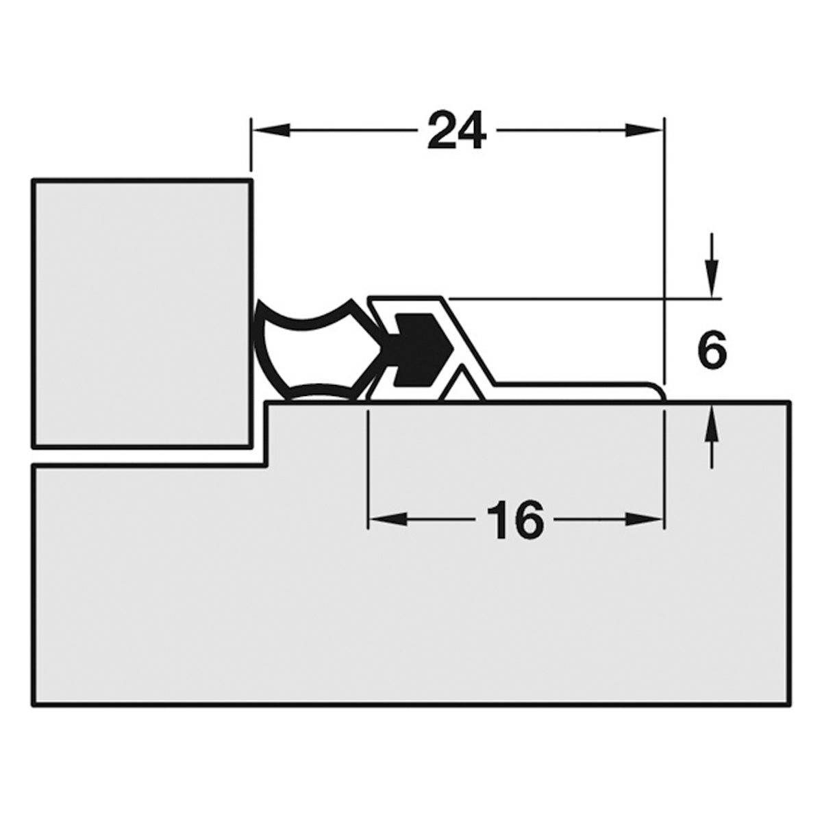 SDS DOOR SEAL 5180x24x6 ALU/MILL