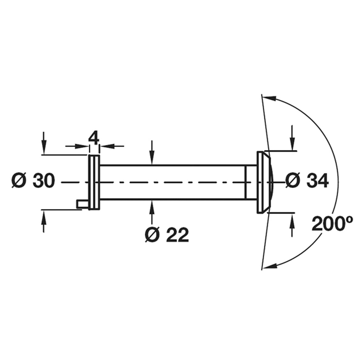 DOOR VIEWER 200deg D34 BRS/PNP