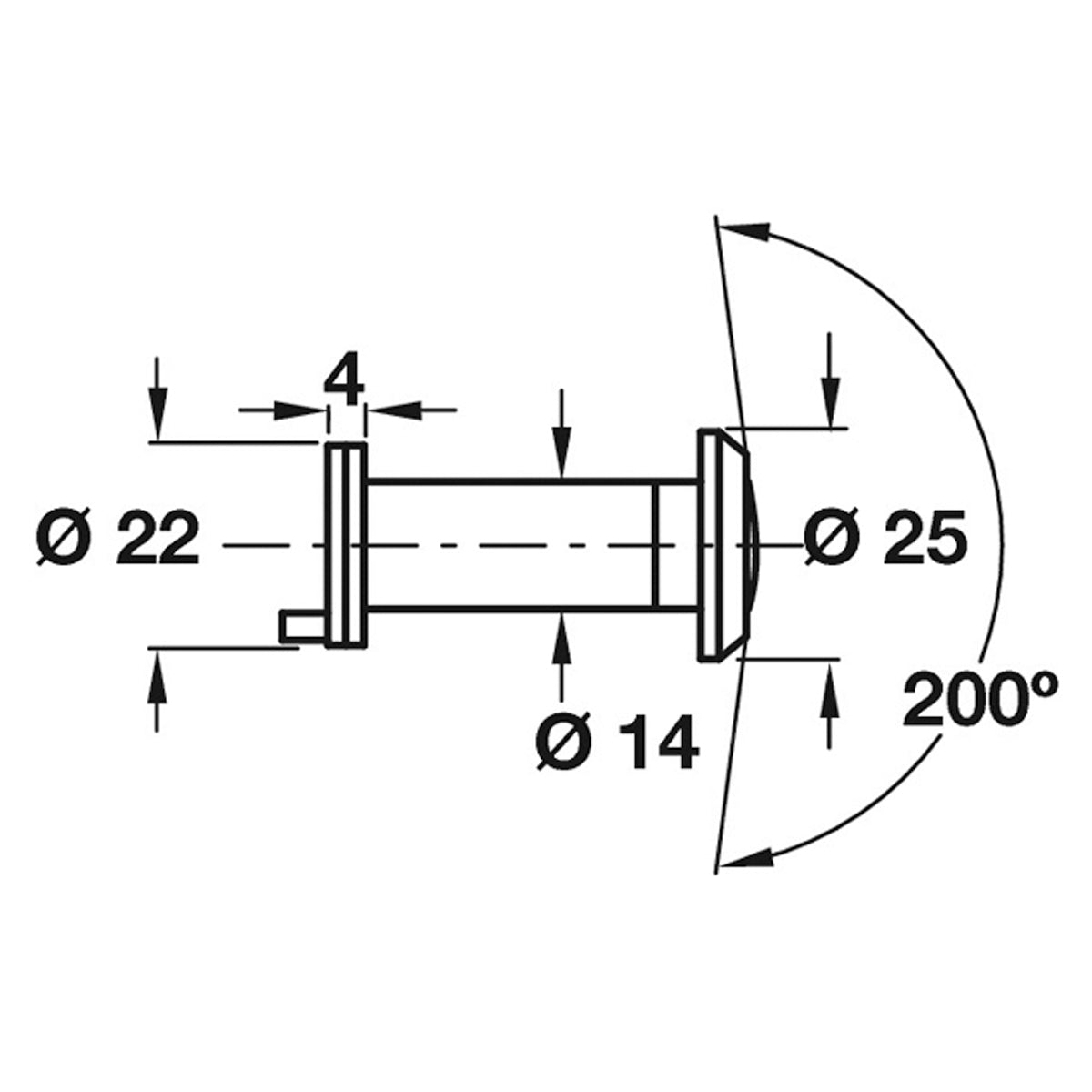 DOOR VIEWER 200deg 30MIN D25 BRS/POL