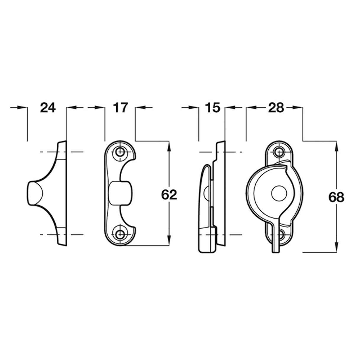 SASH FASTENER FITCH ECONOMY ZA/BZP