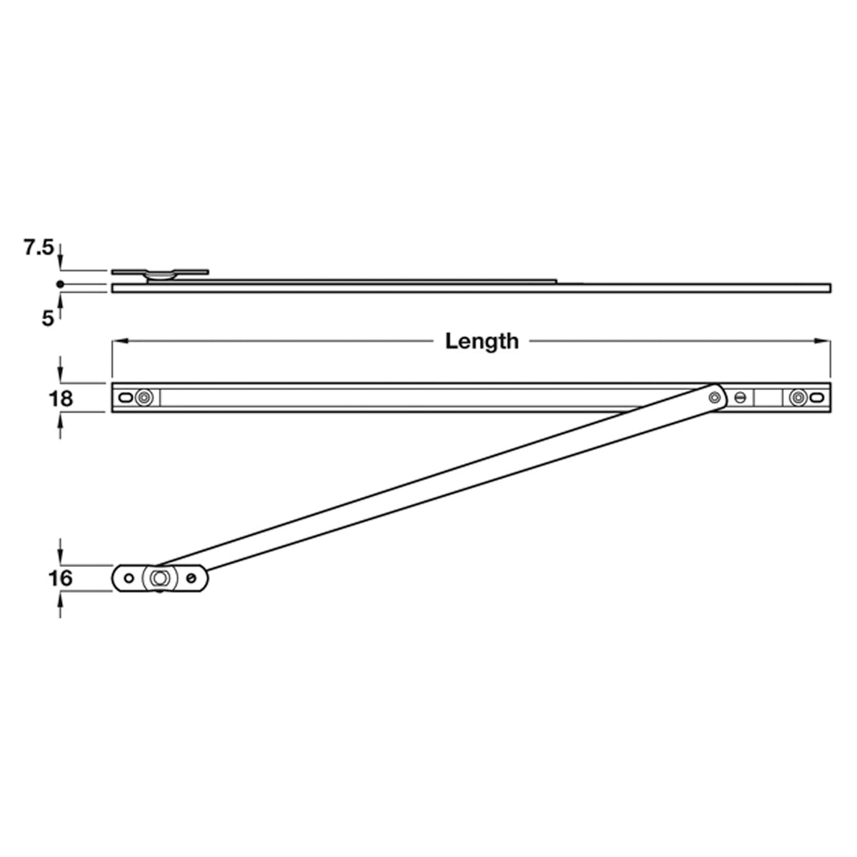 DOOR+WINDOW RESTRIC ARM 350 ST/ST