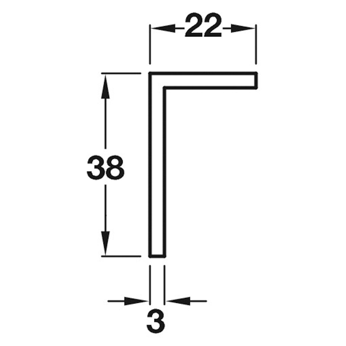 Cubicle Headrail 22x38x4000mm Satin Anodised Aluminium