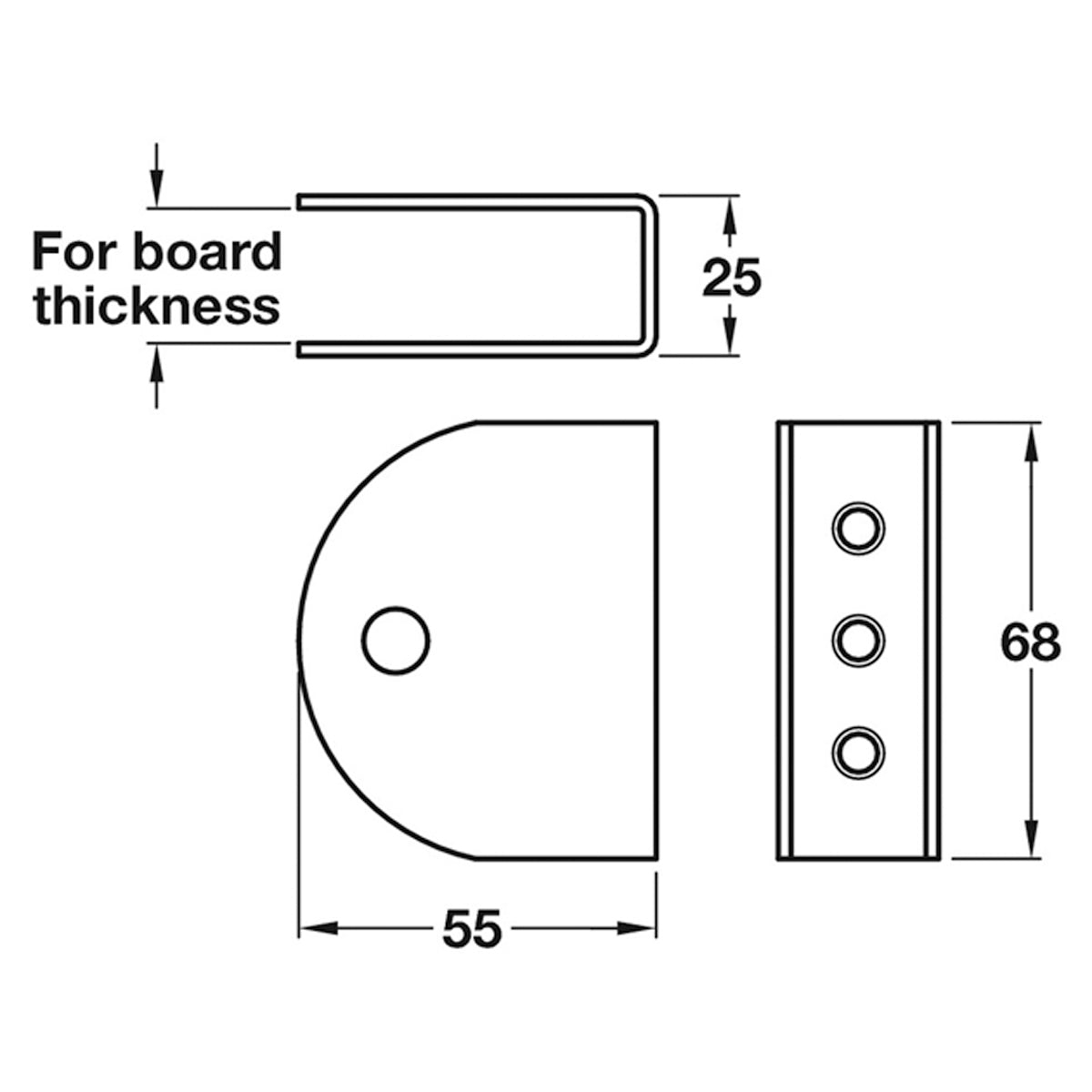 Channel Bracket Set 17-21mm Satin Anodised Aluminium
