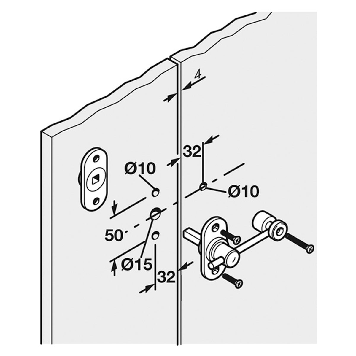 Glass Partition Indicator Bolt Satin Stainless Steel