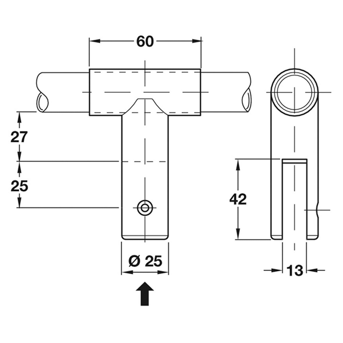 Board Partition Hanger Satin Stainless Steel 60x77x25mm