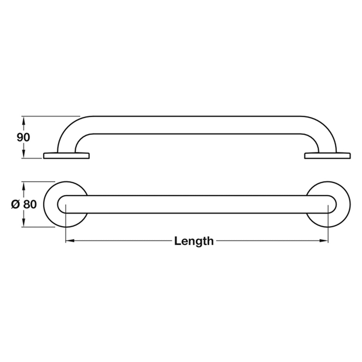GRAB RAIL STR CNC D32x72x450 SSS