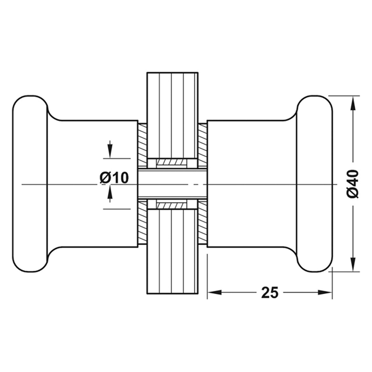 KNOB SET B/B D40x25xD25 BRS/PCP