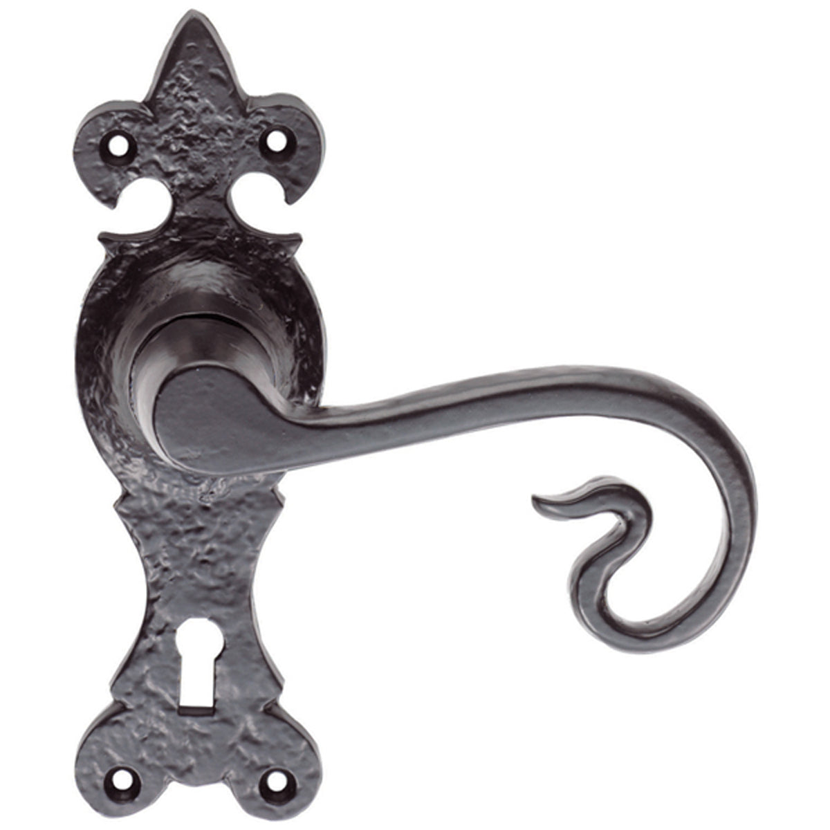 BLACK CURLYTAIL LEVER HANDLE LOCK IR/BLK LF5116 by CARLISLE BRASS