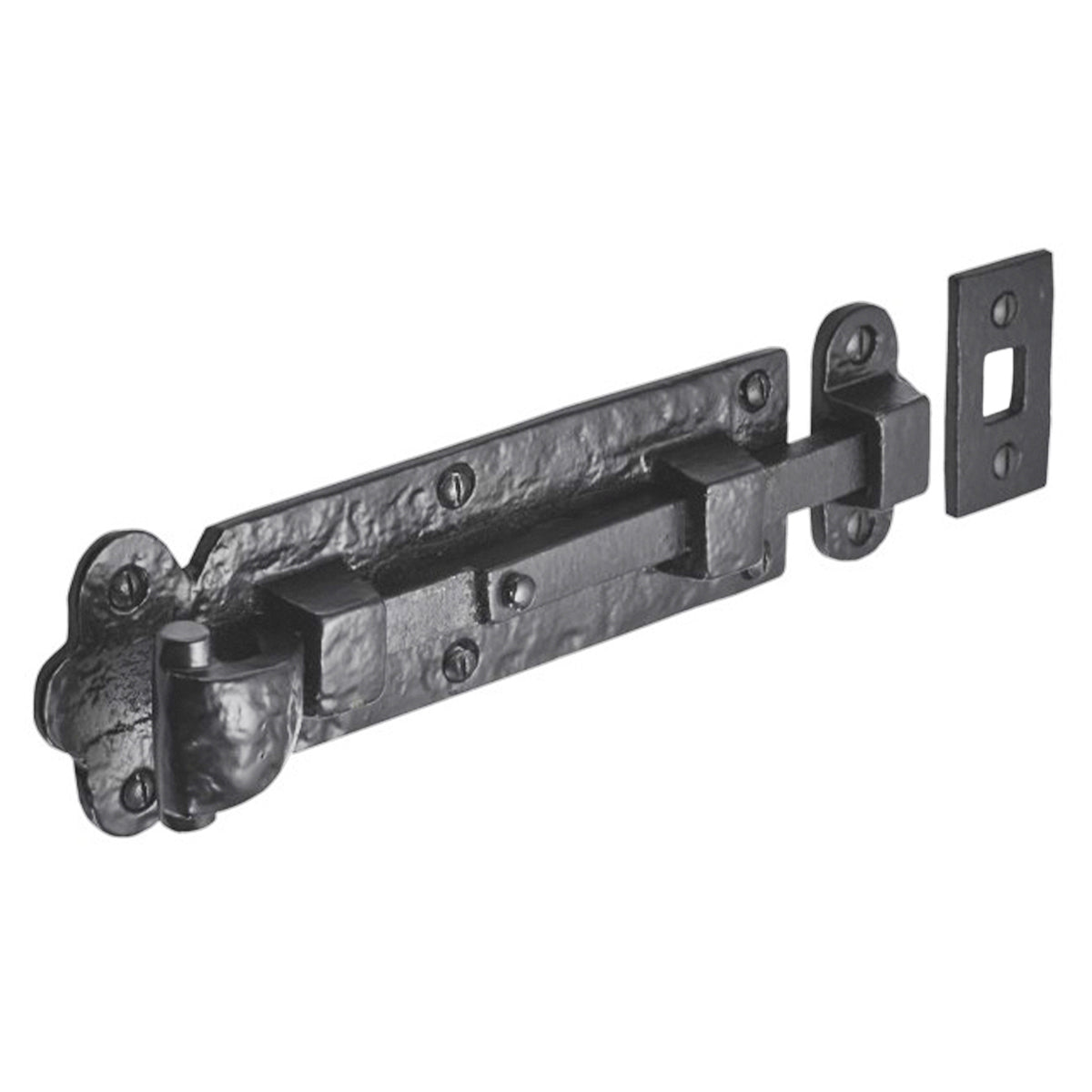 Straight Surface Bolt 155 × 38mm Black – product view – BRS4374MBLK