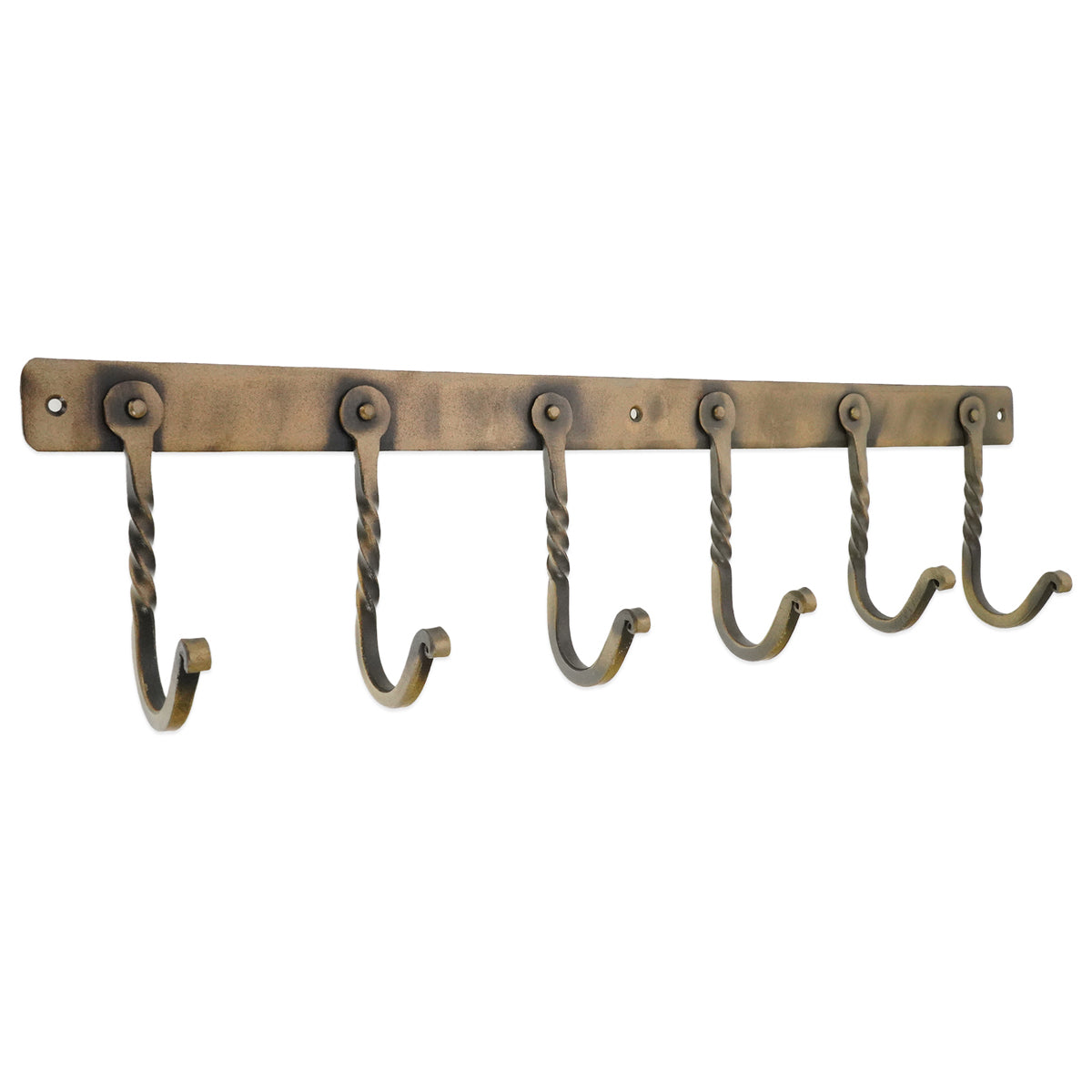 IRON COAT HOOK TWISTED 6 LEG 105x52x460 ANT by Spira Brass