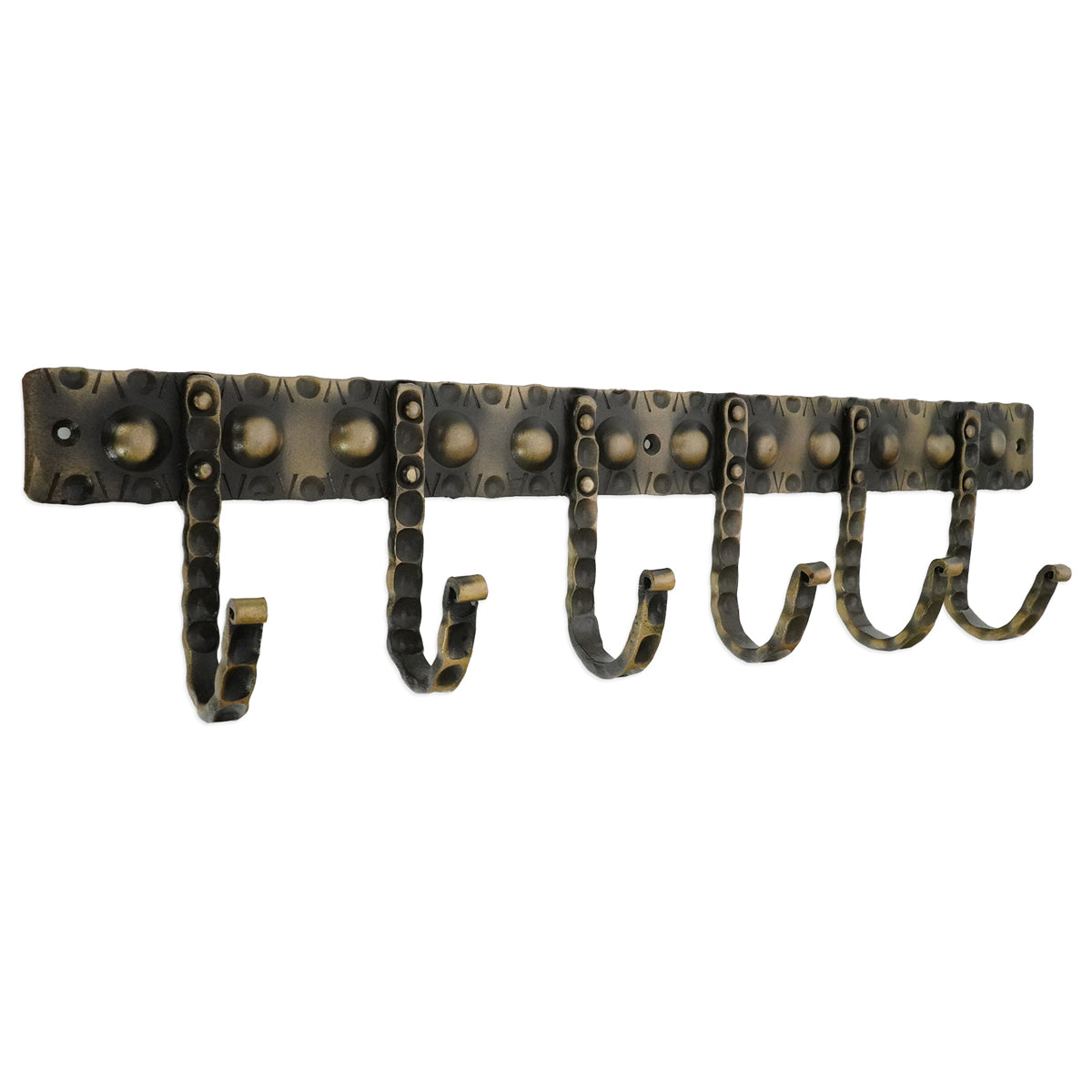 Iron Coat Hook Dotted 6-Hook 60 × 42 × 470mm Antique – product view – BRS610LANT