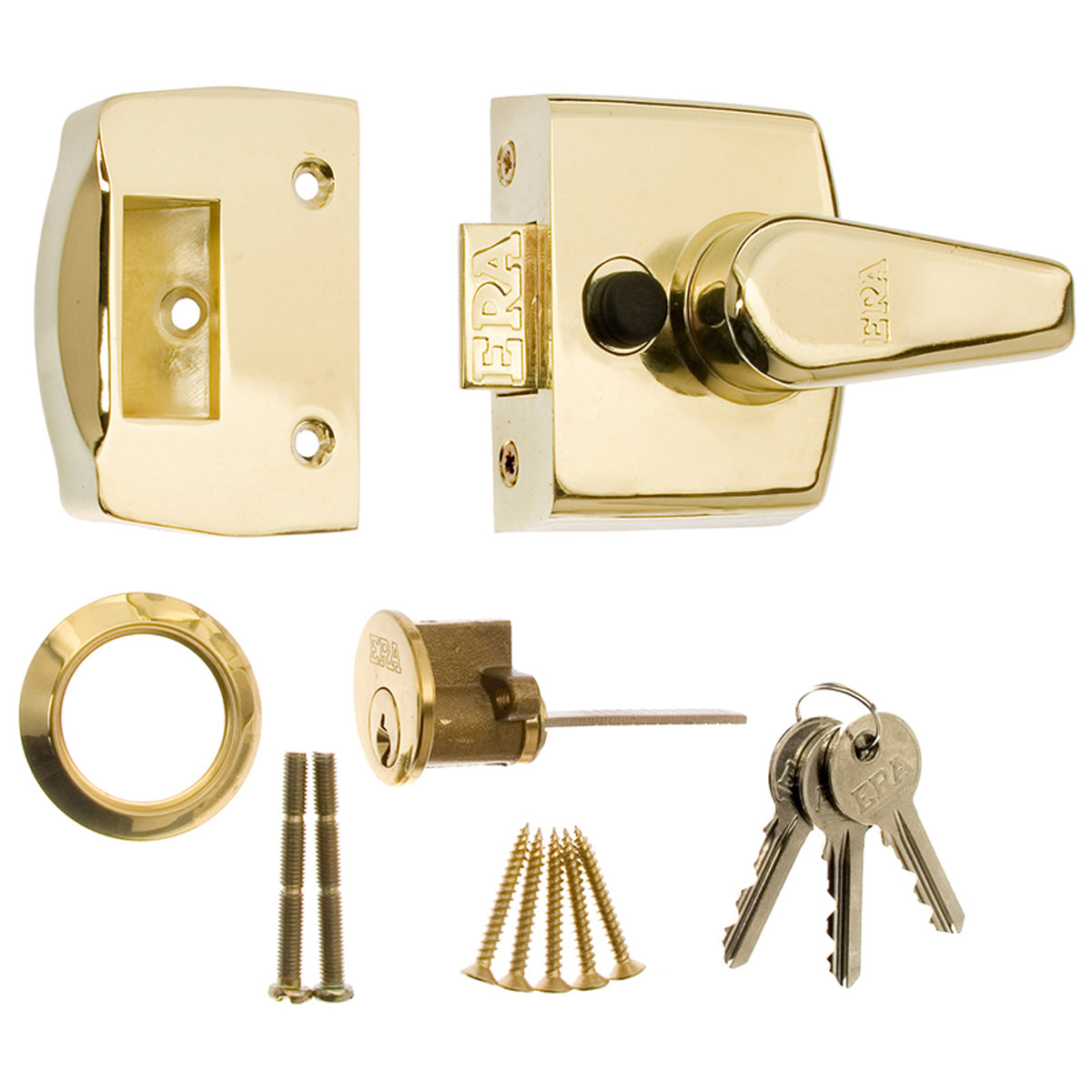 ERA Front Door Nightlatch Narrow 40mm Satin/Brass | DF14352