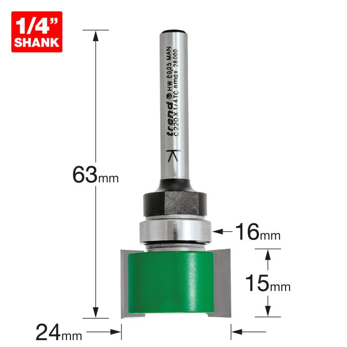 TREND C220 x 1/4 TCT Intumescent Cutter 15 x 24mm by TOOLBANK LTD