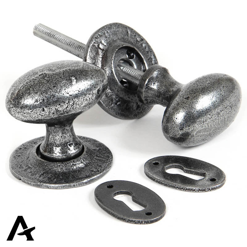 OVAL MORTICE/RIM KNOB 63x63x60 PEW