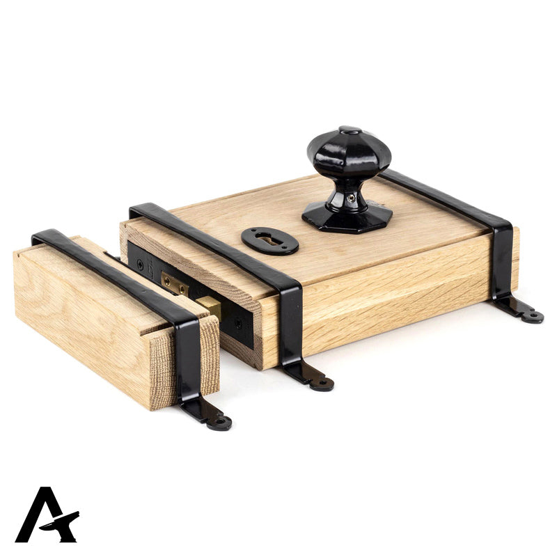 OAK BOX LOCK+KNOB 223x172x50 BLK