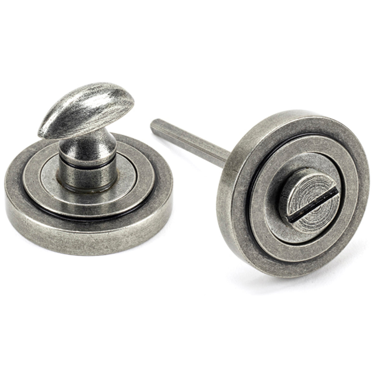 THUMBTURN SET ROUND CNC ART DECO 53x45 PEW