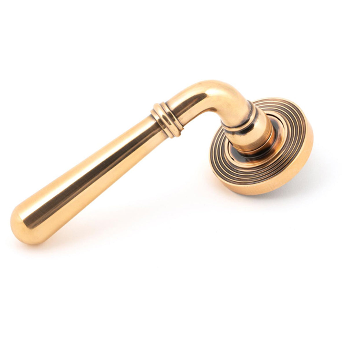 NEWBURY LEVER HANDLE+ROSE SPRUNG BEEHIVE 53x126x64 PBZ - 46067 by MARCHES (ANVIL) ARCHITECTURAL HARDWARE