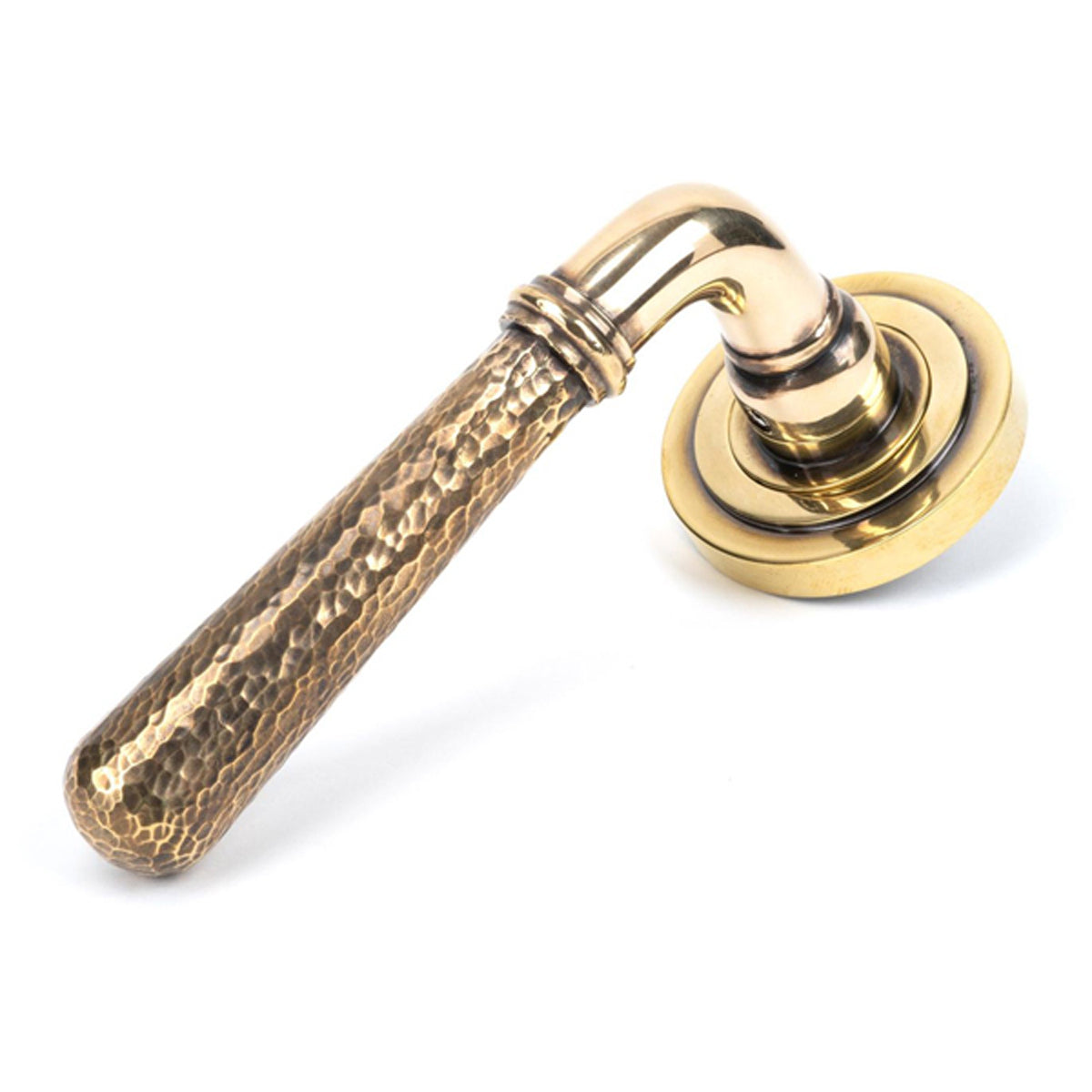 HAMMERED NEWBURY LEVER HANDLE+ROSE SPRUNG ART DECO 53x126x64 AGBR - 46070 by MARCHES (ANVIL) ARCHITECTURAL HARDWARE