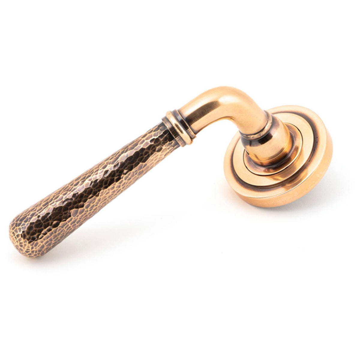 HAMMERED NEWBURY LEVER HANDLE+ROSE SPRUNG ART DECO 53x126x64 PBZ - 46086 by MARCHES (ANVIL) ARCHITECTURAL HARDWARE