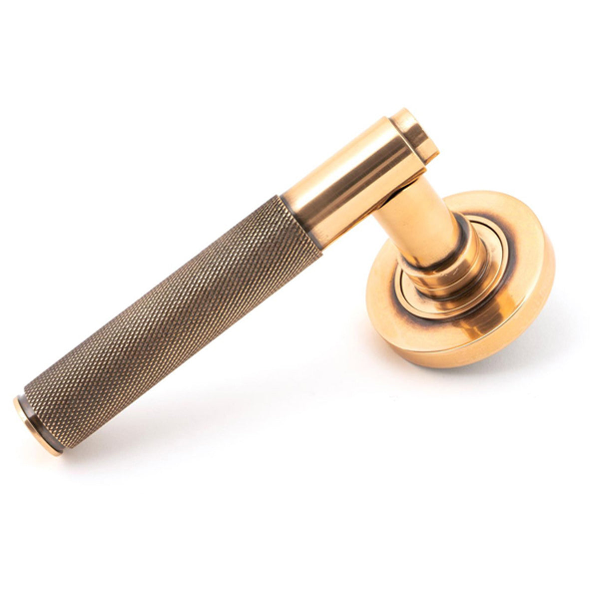 BROMPTON LEVER HANDLE+ROSE SPRUNG PLAIN 53x125x70 PBZ