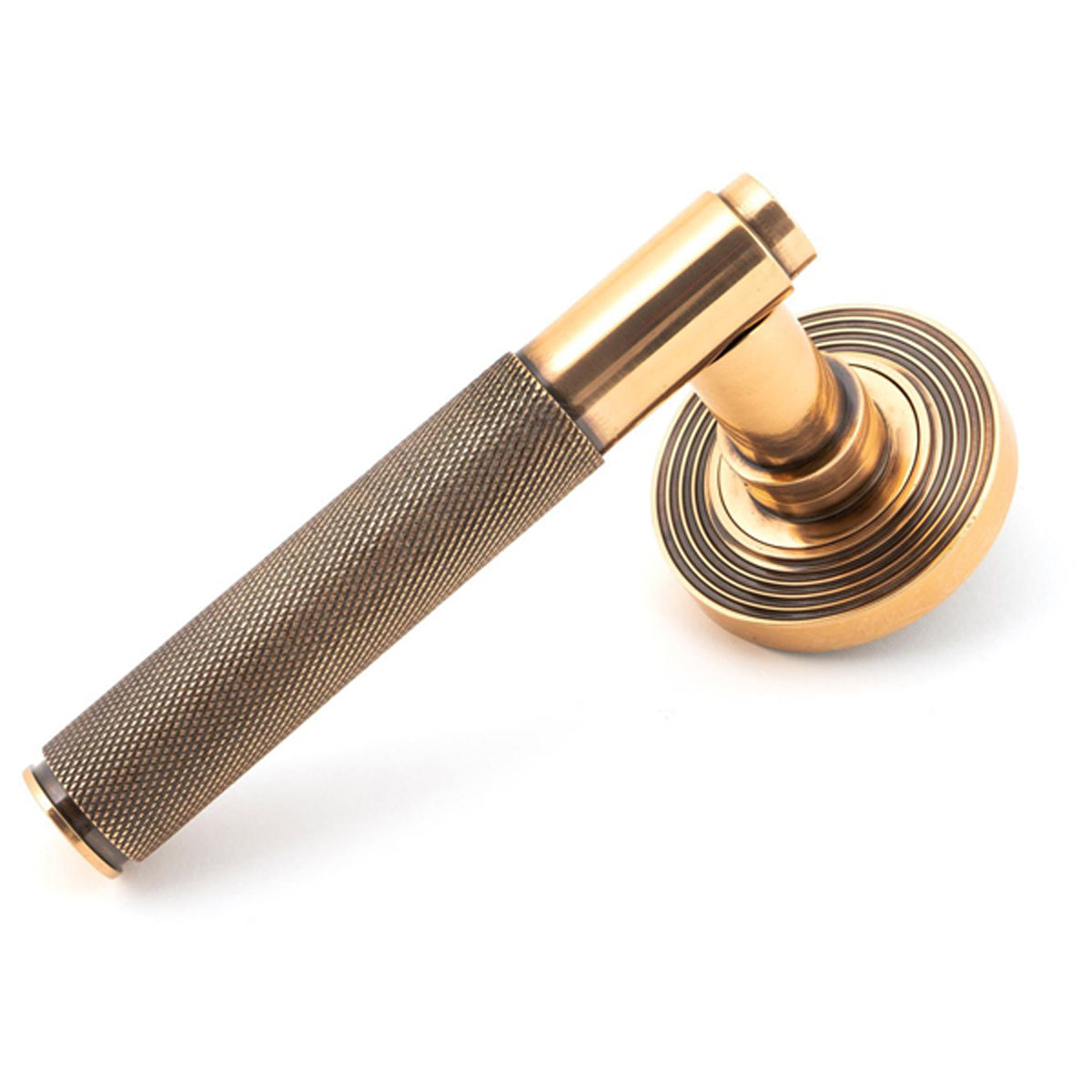 BROMPTON LEVER HANDLE+ROSE SPRUNG BEEHIVE 53x125x70 PBZ