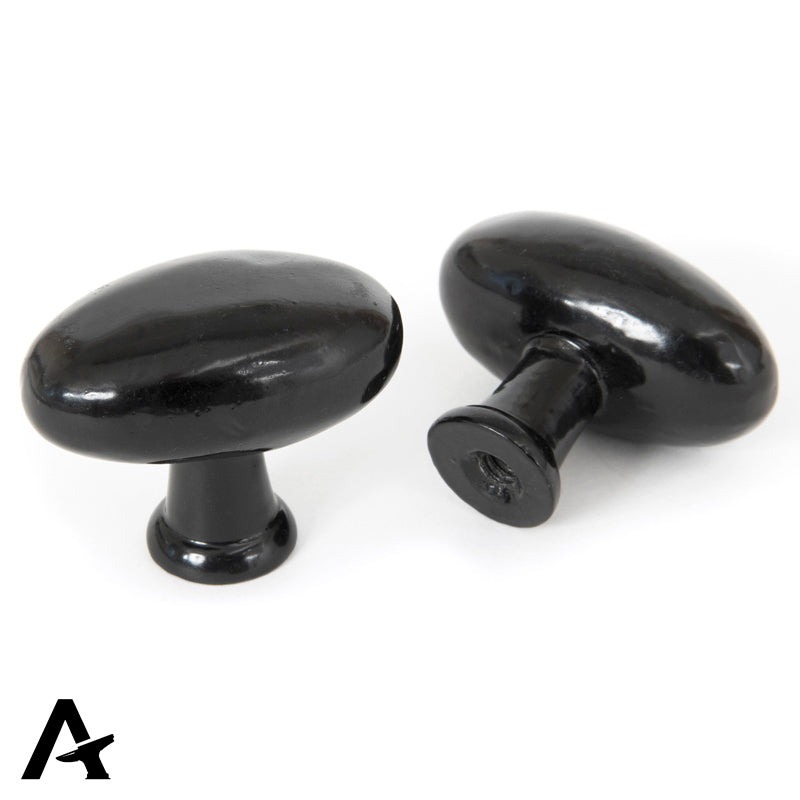 BLACKSMITH OVAL CABINET KNOB 38x29x33x18 BLK - 83790 by MARCHES (ANVIL) ARCHITECTURAL HARDWARE