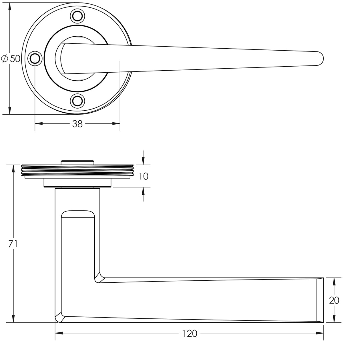 BURLINGTON MAYFAIR LEVER HANDLE D50x120x71 PNP
