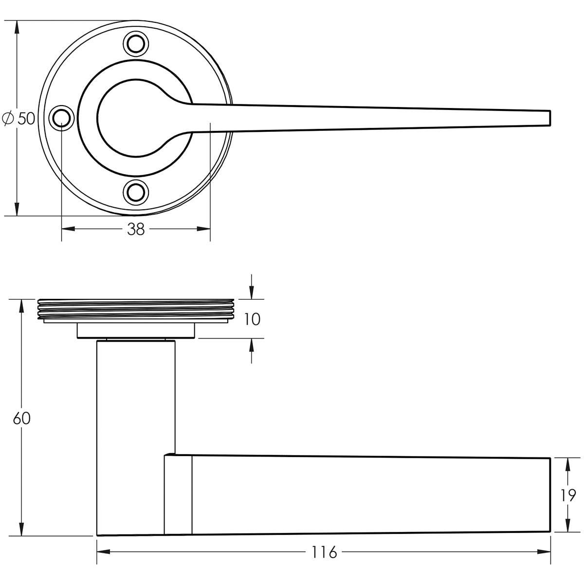 BURLINGTON KNIGHTSBRIDGE LEVER HANDLE D50x116x60 ABR