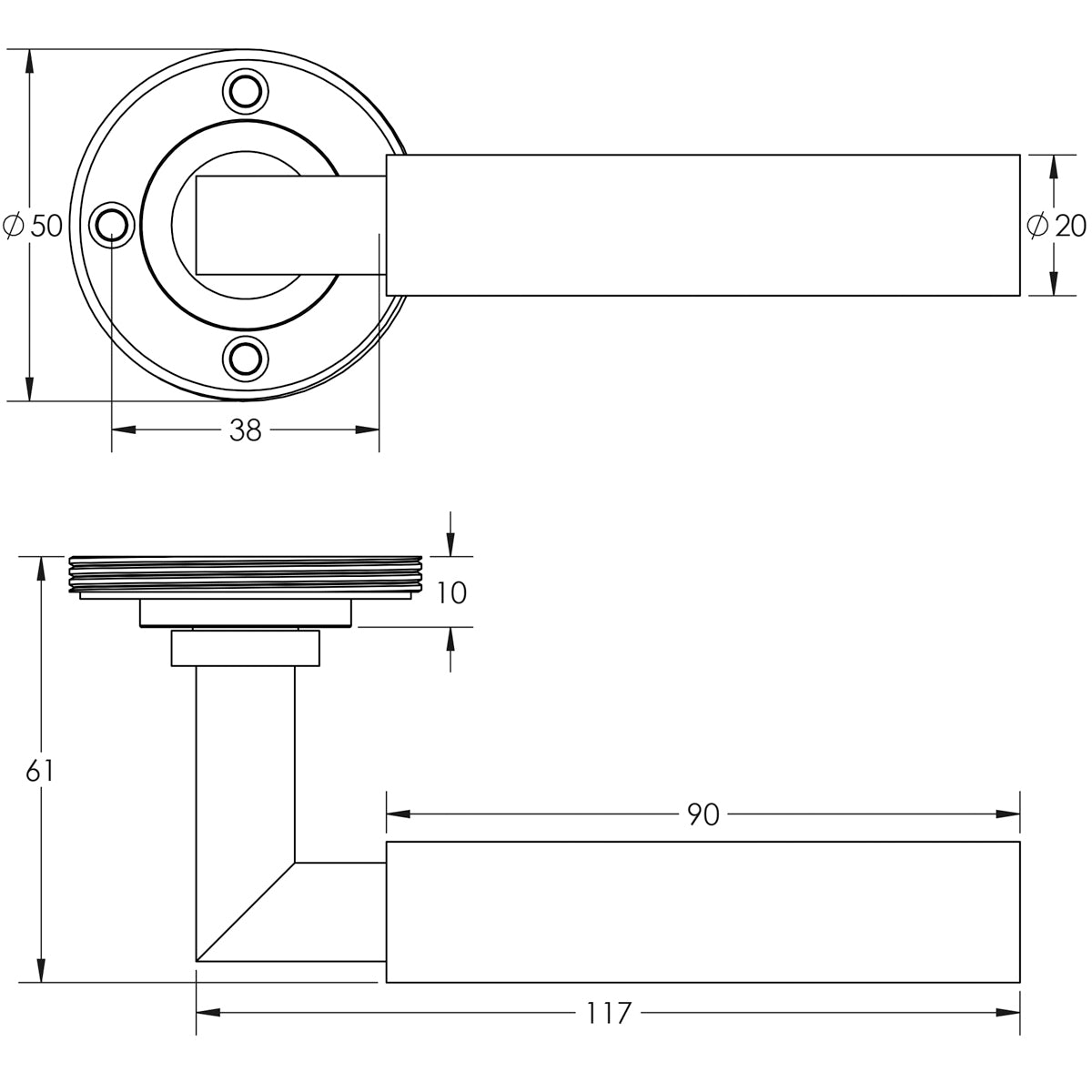 BURLINGTON WESTMINSTER LEVER HANDLE D50x120x61 PNP