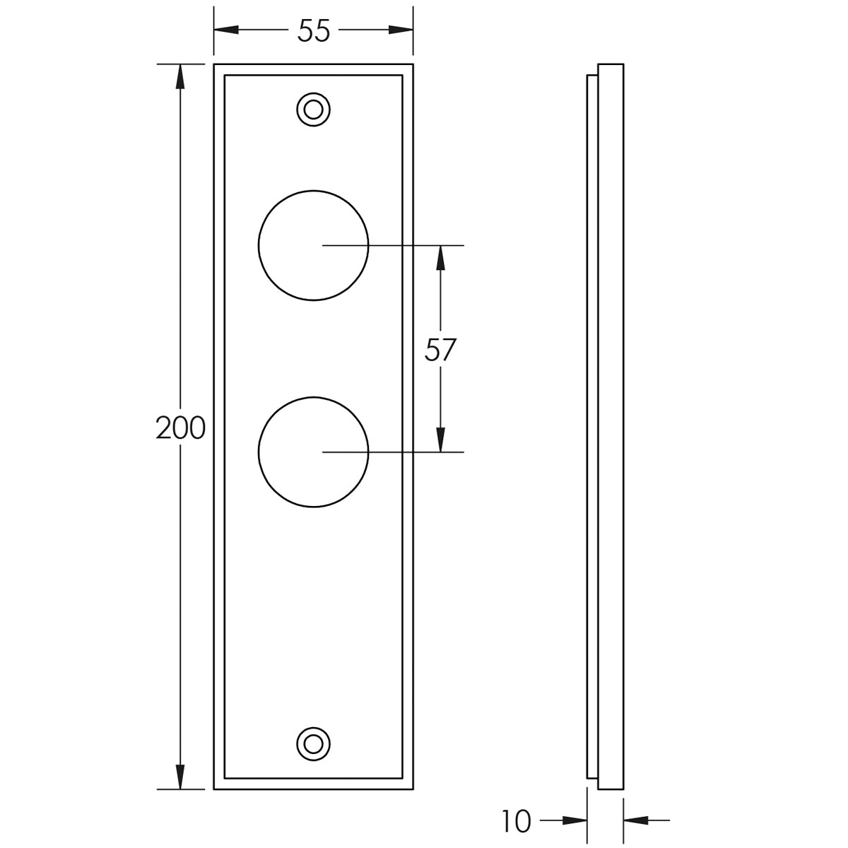 BURLINGTON II LEVER PLATE BATH 57CC 200x55x10 SBR
