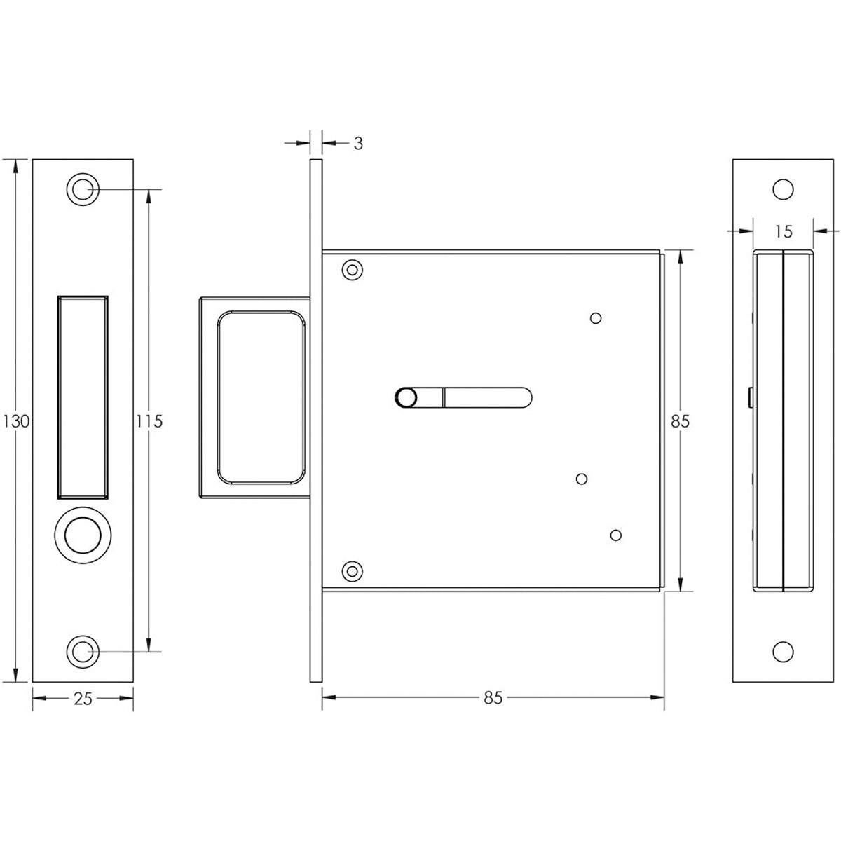 JEDO SLIDING DOOR EDGE PULL 130x25x85 SSS